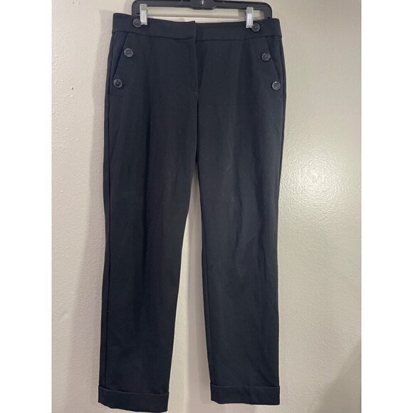 LOFT WOMENS CASUAL CAREER BLACK WIDE STRAIGH LEG SAYLOR PANT SIZE 6 - Picture 1 of 8